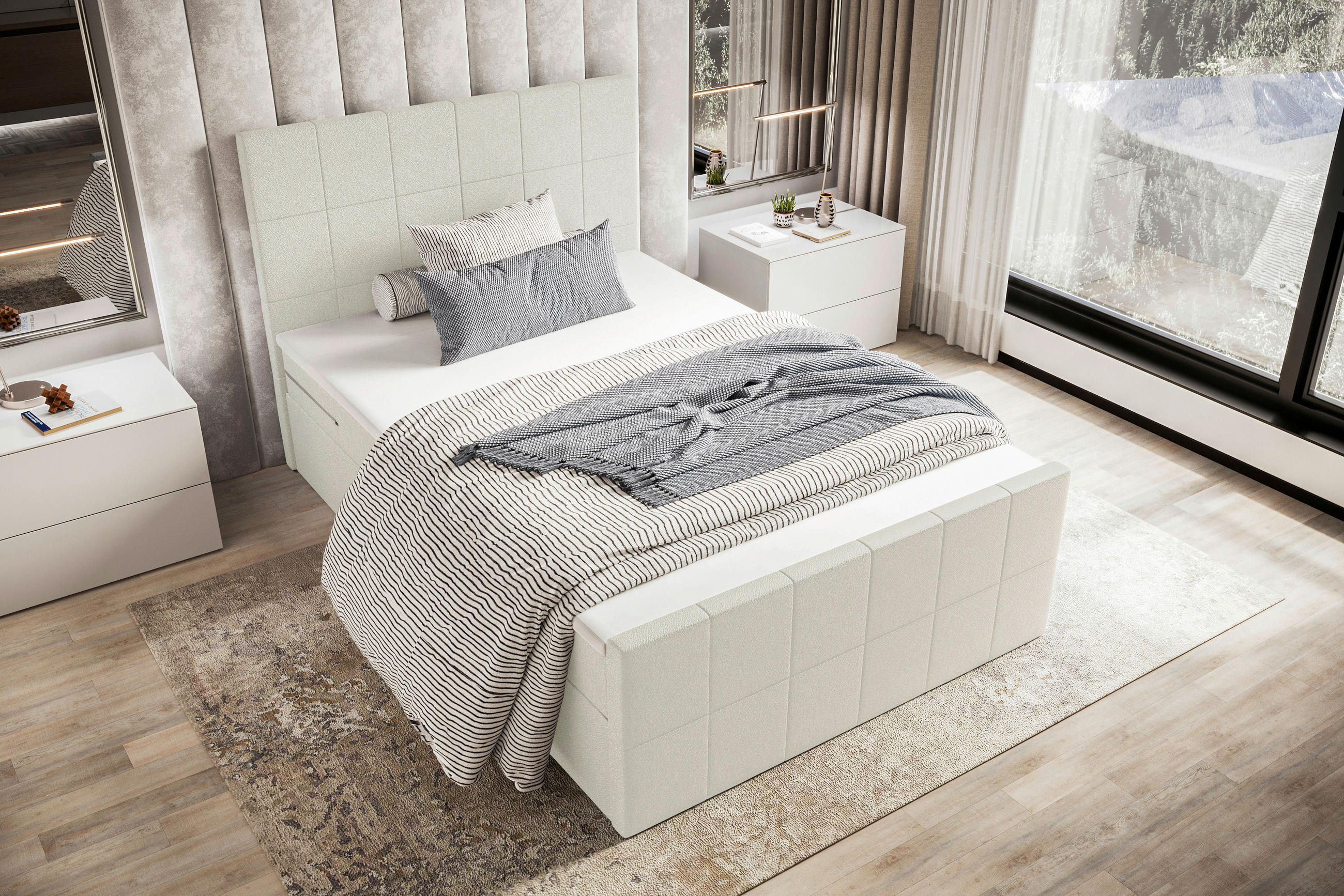 BOXBETT 120/200 cm  in Creme  - Creme, KONVENTIONELL, Kunststoff/Textil (120/200cm) - Boxxx