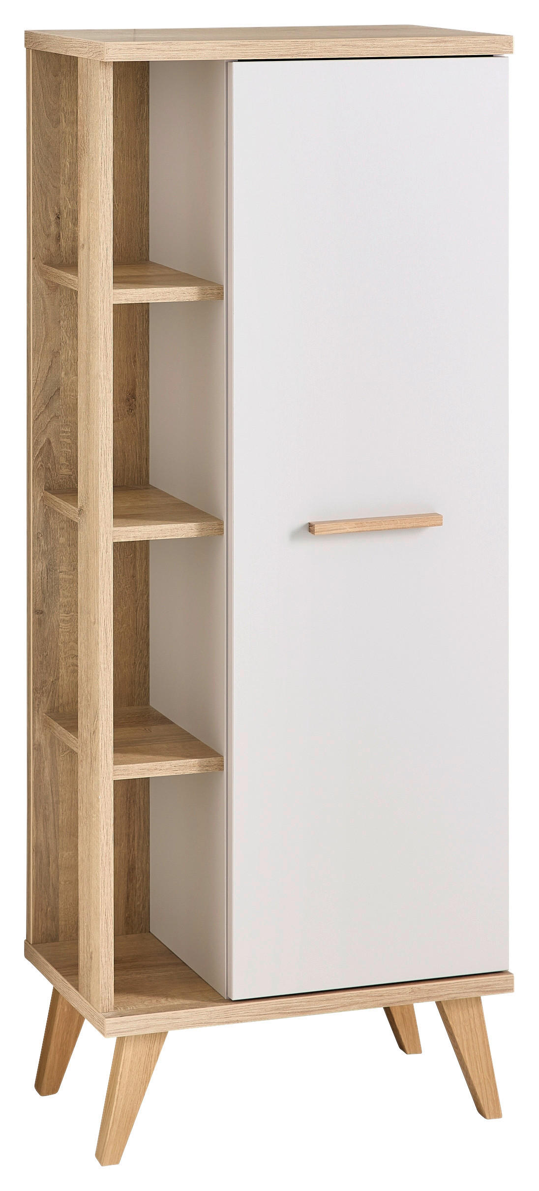 MIDISCHRANK 50,5/128/33 cm  - Kaschmir/Eichefarben, ROMANTIK / LANDHAUS, Glas/Holzwerkstoff (50,5/128/33cm) - Xora