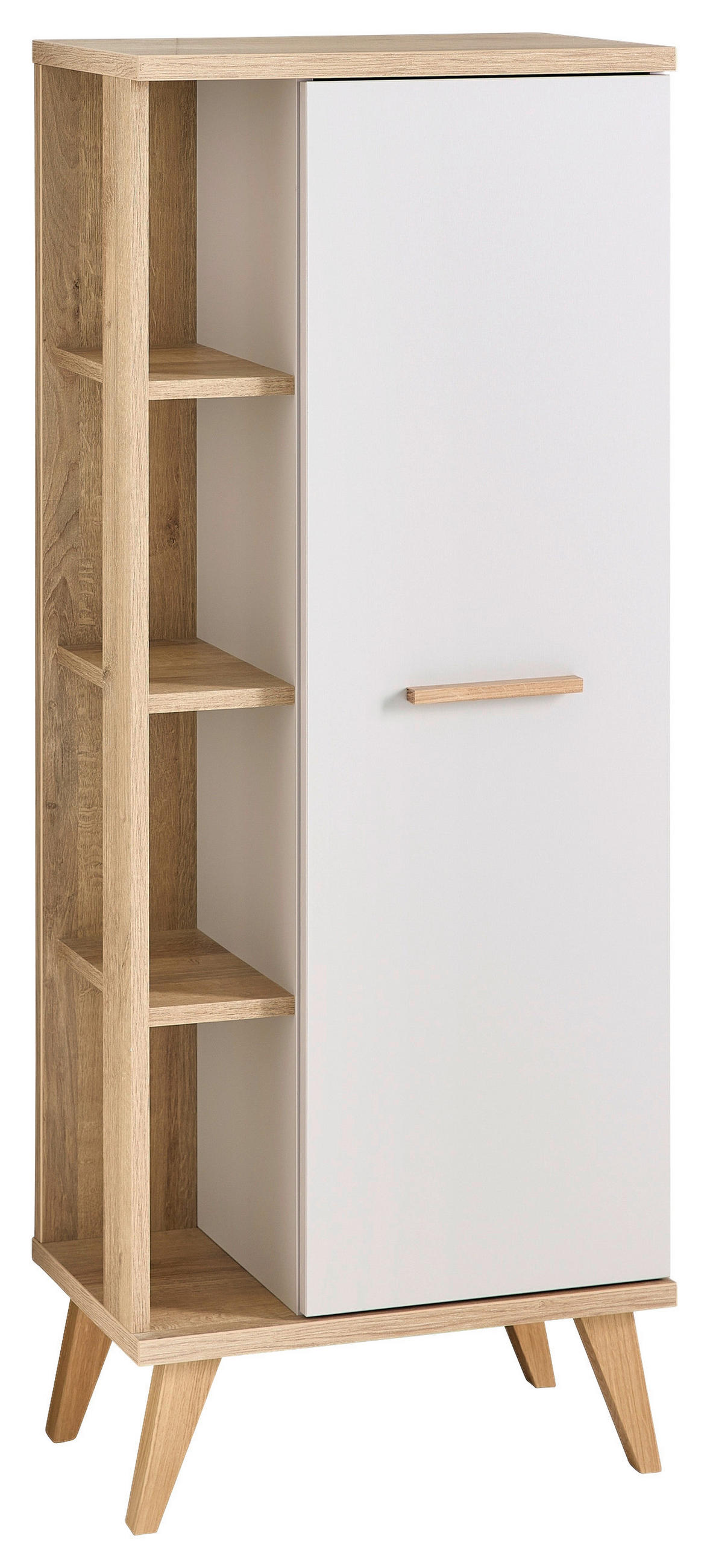 MIDISCHRANK 50,5/128/33 cm  - Kaschmir/Eichefarben, ROMANTIK / LANDHAUS, Glas/Holzwerkstoff (50,5/128/33cm) - Xora