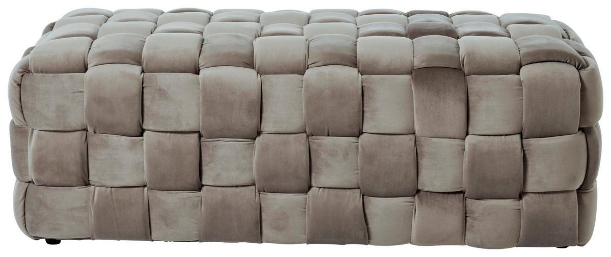 HOCKERBANK 118/43/50 cm Samt Taupe Eukalyptusholz  - Taupe, MODERN, Holz/Textil (118/43/50cm)