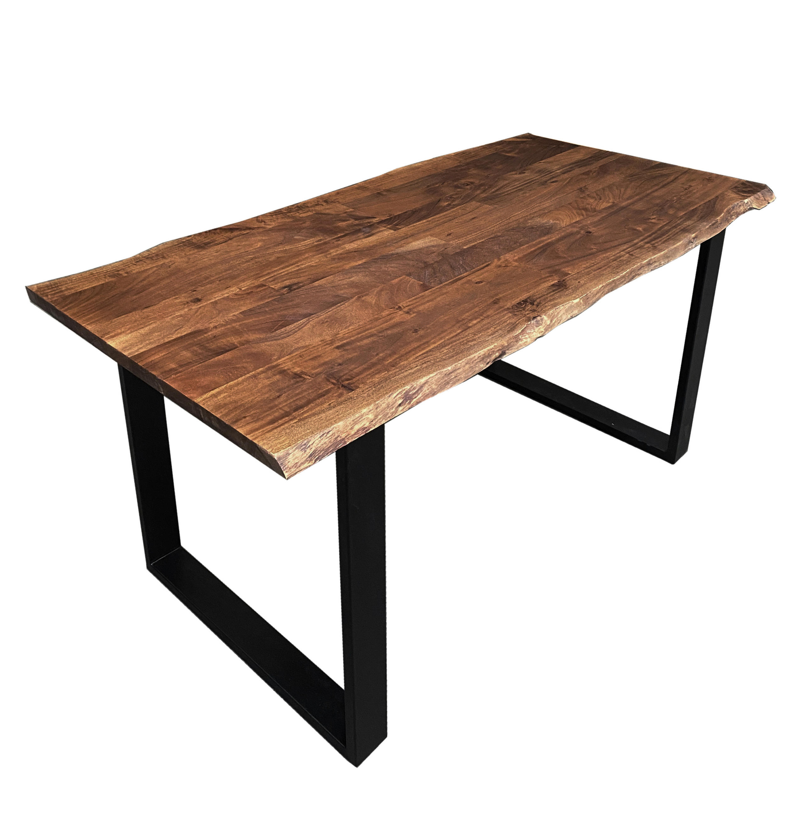 ESSTISCH 140/80/77 cm Echtholz  Holz, Metall rechteckig Schwarz, Nussbaumfarben  - Nussbaumfarben/Schwarz, MODERN, Holz/Metall (140/80/77cm) - MID.YOU