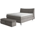 BOXSPRINGBETT 180/200 cm,  in Dunkelgrau, gepolstertes Kopfteil, Topper, Matratzen, H3 + H4 = fest + sehr fest  - Dunkelgrau/Schwarz, Trend, Holz/Textil (180/200cm) - Esposa