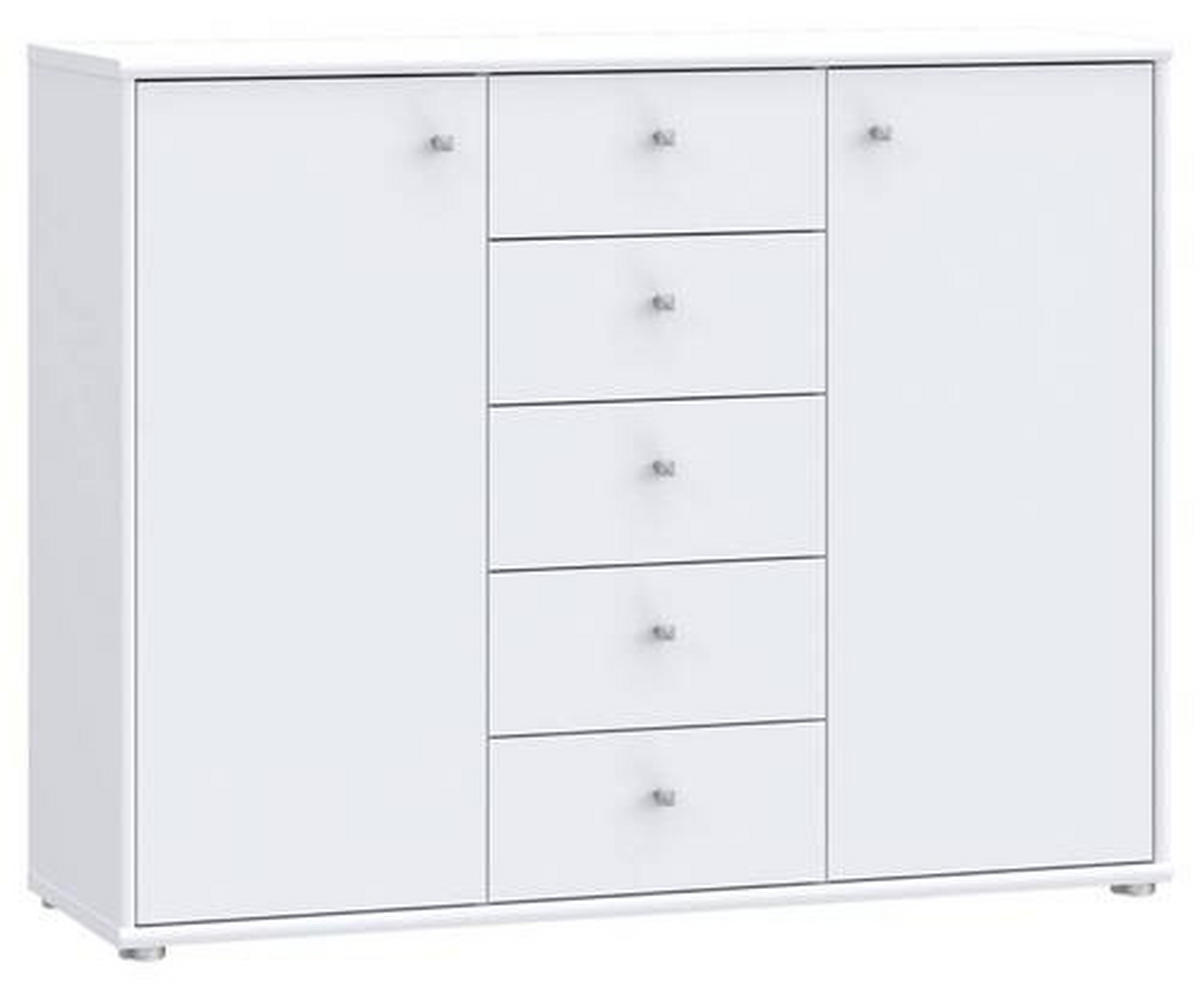 KOMMODE 108,8/85,5/34,8 cm  in Weiss  - Weiss/Alufarben, Design, Holzwerkstoff (108,8/85,5/34,8cm)