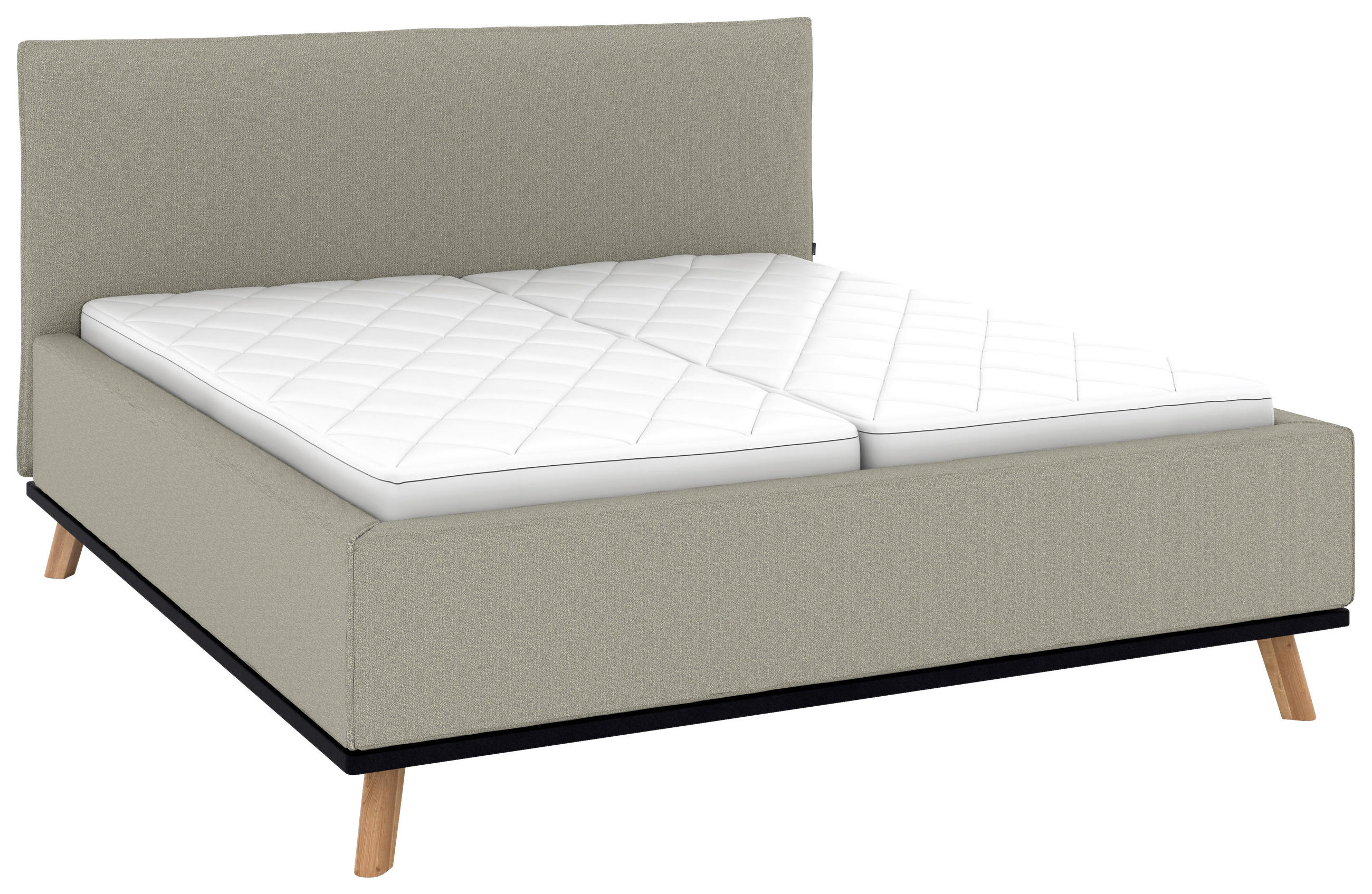 POLSTERBETT 180/200 cm,  in Hellgrau, Matratze, Lattenrost, Bettkasten, H2 + H3 = mittel + fest  - Eichefarben/Hellgrau, Design, Holz/Textil (180/200cm) - Musterring