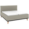 POLSTERBETT 180/200 cm,  in Hellgrau, Matratze, Lattenrost, Bettkasten, H2 + H3 = mittel + fest  - Eichefarben/Hellgrau, Design, Holz/Textil (180/200cm) - Musterring