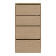 KOMMODE , 55/99/35 cm, 4 Schublade(n)  - Eichefarben/Silberfarben, Trend, Holzwerkstoff/Kunststoff (55/99/35cm) - Carryhome