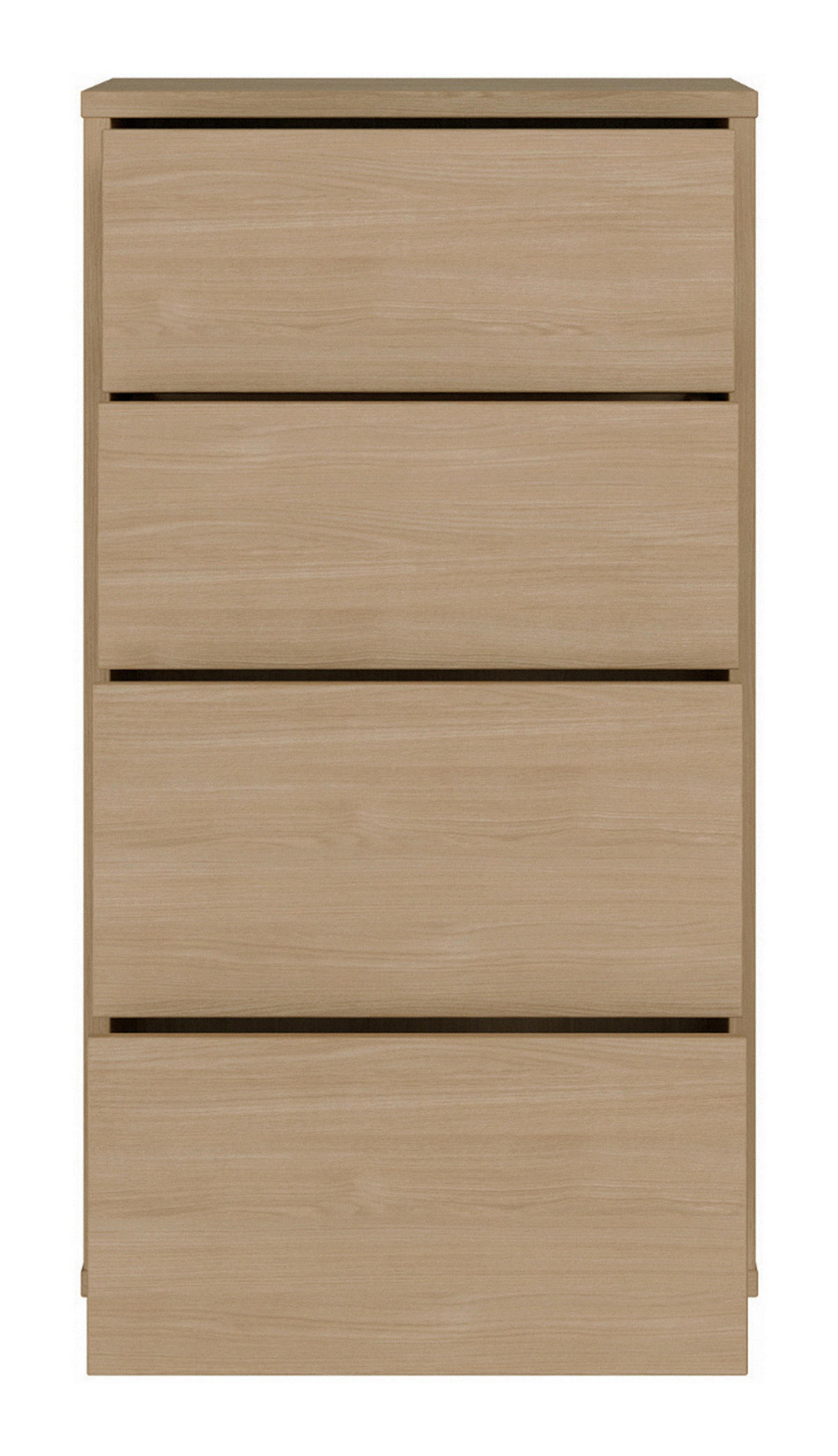 KOMMODE , 55/99/35 cm, 4 Schublade(n)  - Eichefarben/Silberfarben, Trend, Holzwerkstoff/Kunststoff (55/99/35cm) - Carryhome