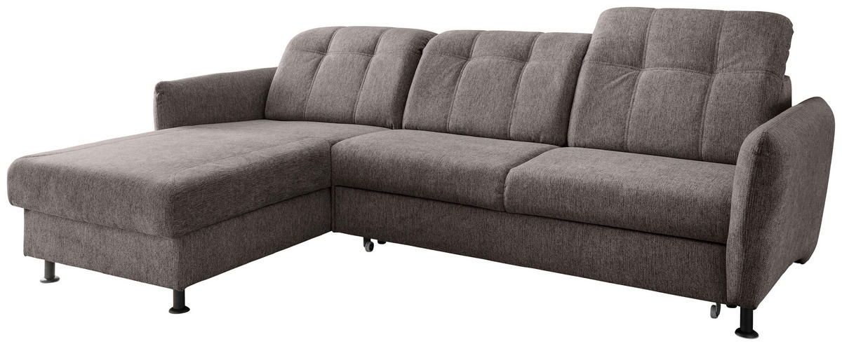 ECKSOFA Graubraun Chenille  - Graubraun/Schwarz, MODERN, Textil/Metall (184/267cm) - Livetastic