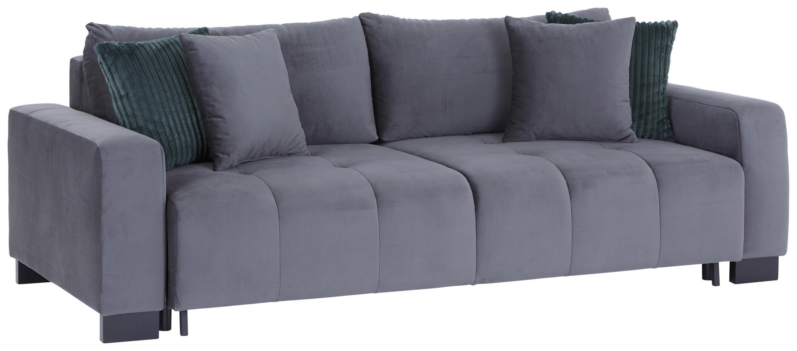 MEGASOFA Velours Dunkelgrau  - Dunkelgrün/Dunkelgrau, MODERN, Kunststoff/Textil (238/88/119cm) - MID.YOU