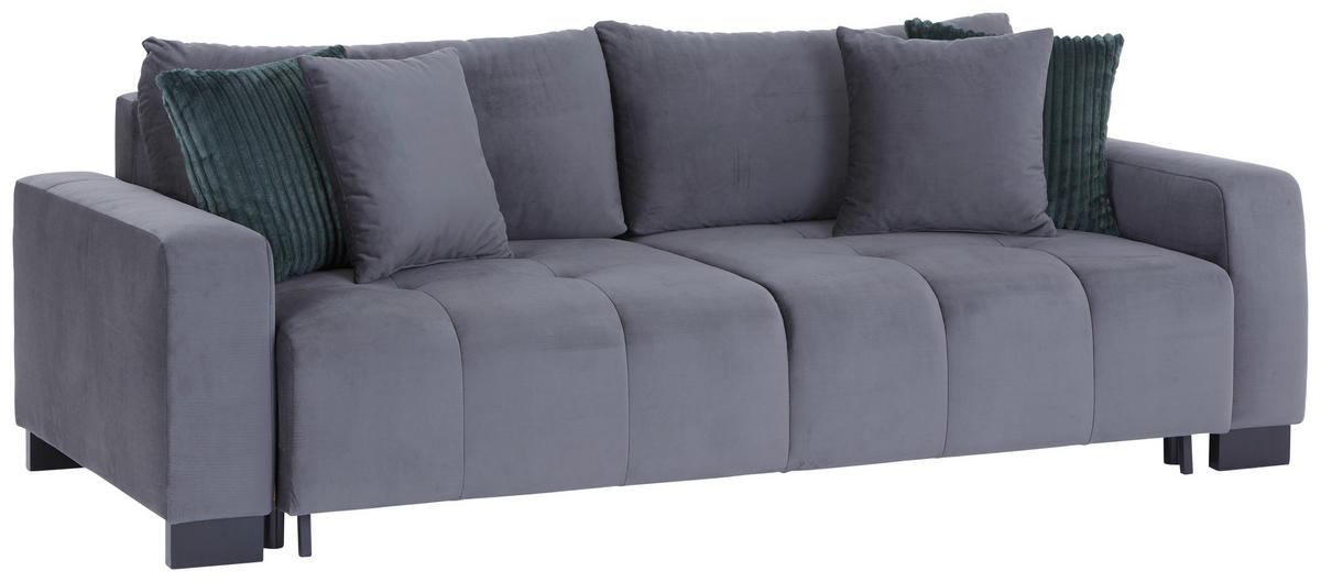 SCHLAFSOFA in Velours Dunkelgrau  - Dunkelgrün/Dunkelgrau, Modern, Holz/Kunststoff (238/88/119cm) - MID.YOU