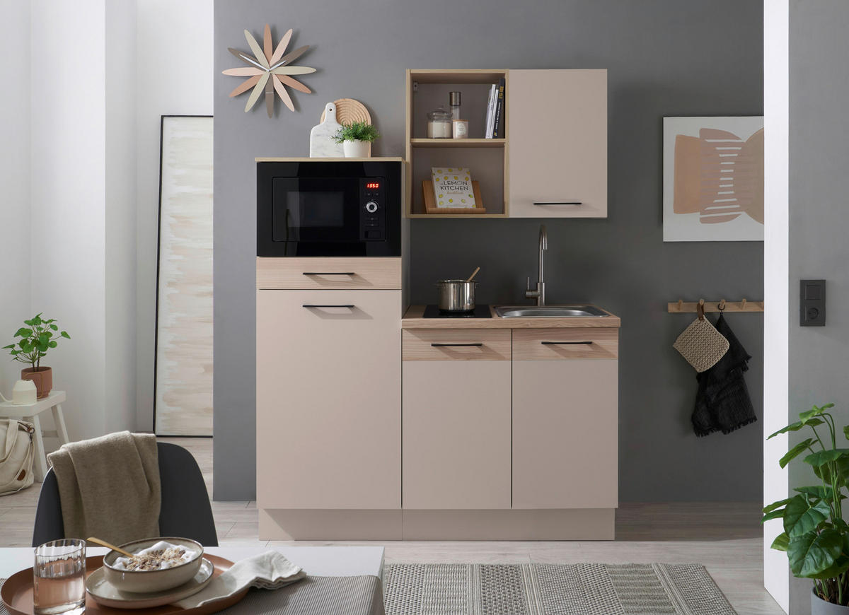 KÜCHENBLOCK   in Eichefarben, Kaschmir  - Kaschmir/Eichefarben, Trend, Holzwerkstoff/Metall (150/210/60cm) - MID.YOU