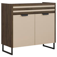 KOMMODE 96/87/41 cm  in Champagner, Eiche dunkel  - Eiche dunkel/Champagner, Modern, Holzwerkstoff/Metall (96/87/41cm) - Rauch Möbel