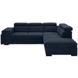 ECKSOFA  in Webstoff Dunkelblau  - Schwarz/Dunkelblau, KONVENTIONELL, Holz/Textil (283/244cm) - Carryhome