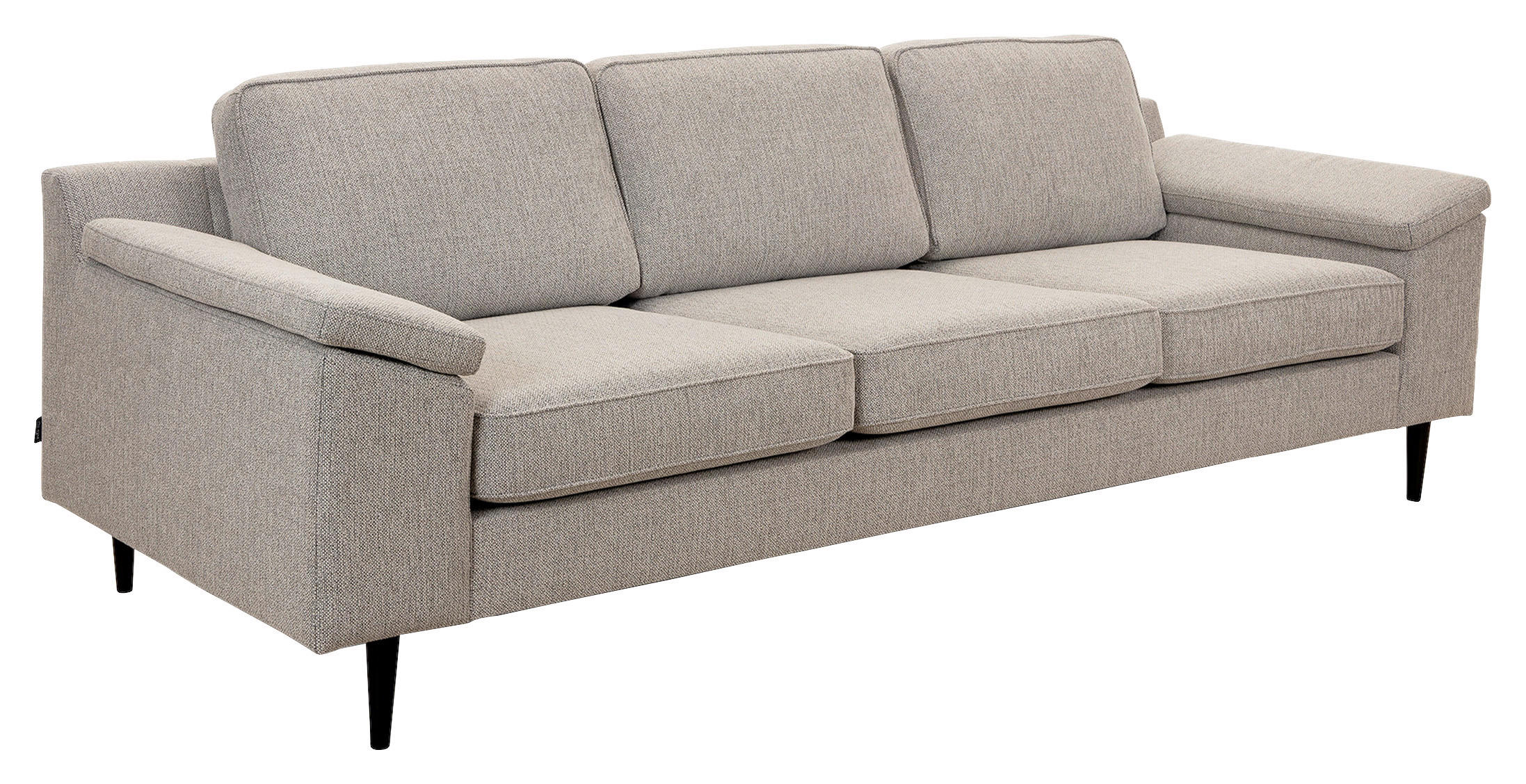 3-SITS SOFFA i svart, greige  - greige/cognacfärgad, Basics, metall/trä (241/85/92cm) - Pure Home Comfort