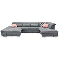 WOHNLANDSCHAFT in Mikrofaser Grau  - Chromfarben/Grau, Design, Kunststoff/Textil (204/350/211cm) - Xora