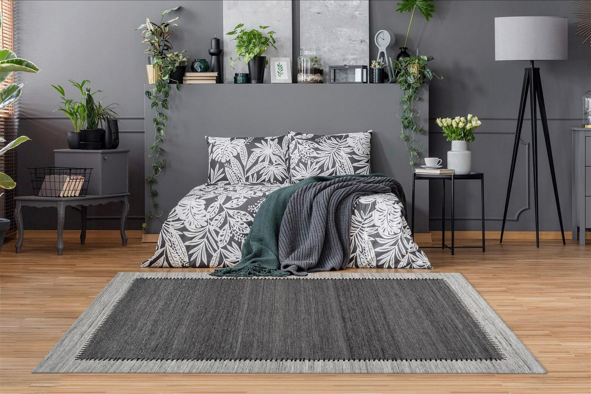 FLACHWEBETEPPICH 80/150 cm  - Anthrazit/Grau, Basics, Textil (80/150cm) - Kayoom