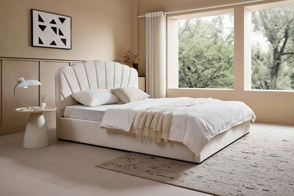 POLSTERBETT Lattenrost, Bettkasten 180/200 cm  in Beige  - Beige/Schwarz, Trend, Holz/Kunststoff (180/200cm) - Ambia Home