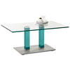 COUCHTISCH Klarglas 110/70/46-65 cm rechteckig Türkis, Edelstahlfarben  - Türkis/Edelstahlfarben, Design, Glas/Kunststoff (110/70/46-65cm)