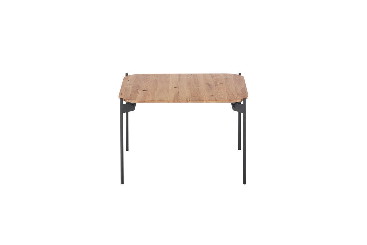 COUCHTISCH Eiche massiv 60/60/38 cm quadratisch Schwarz, Eichefarben  - Eichefarben/Schwarz, Design, Holz/Metall (60/60/38cm) - Linea Natura