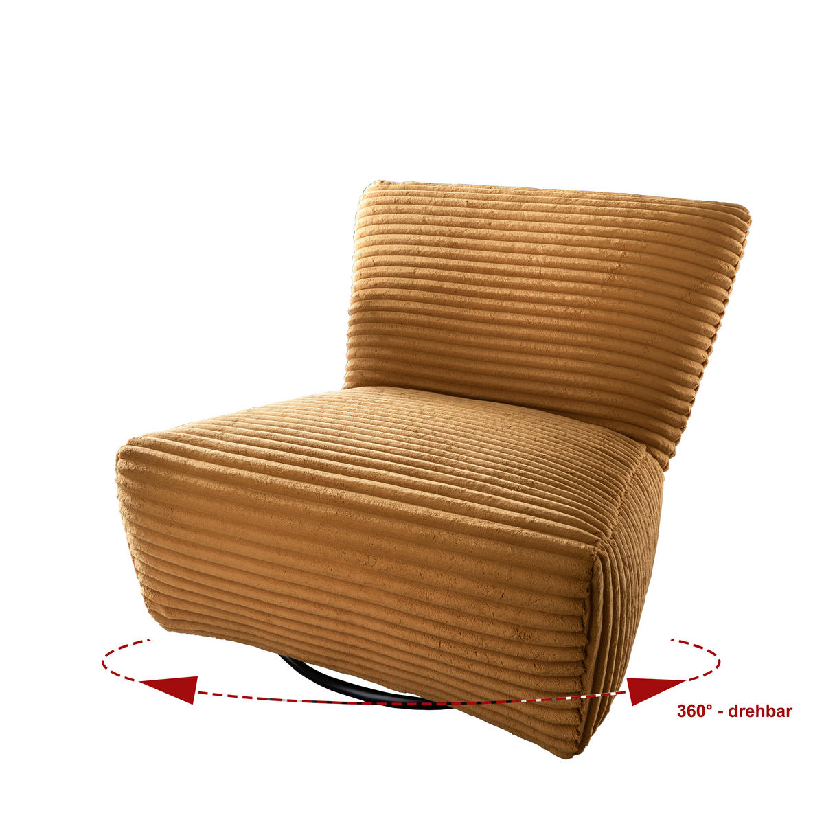 XXL-SESSEL in Cord Goldfarben  - Goldfarben/Schwarz, Trend, Textil/Metall (95/77/94cm) - Livetastic