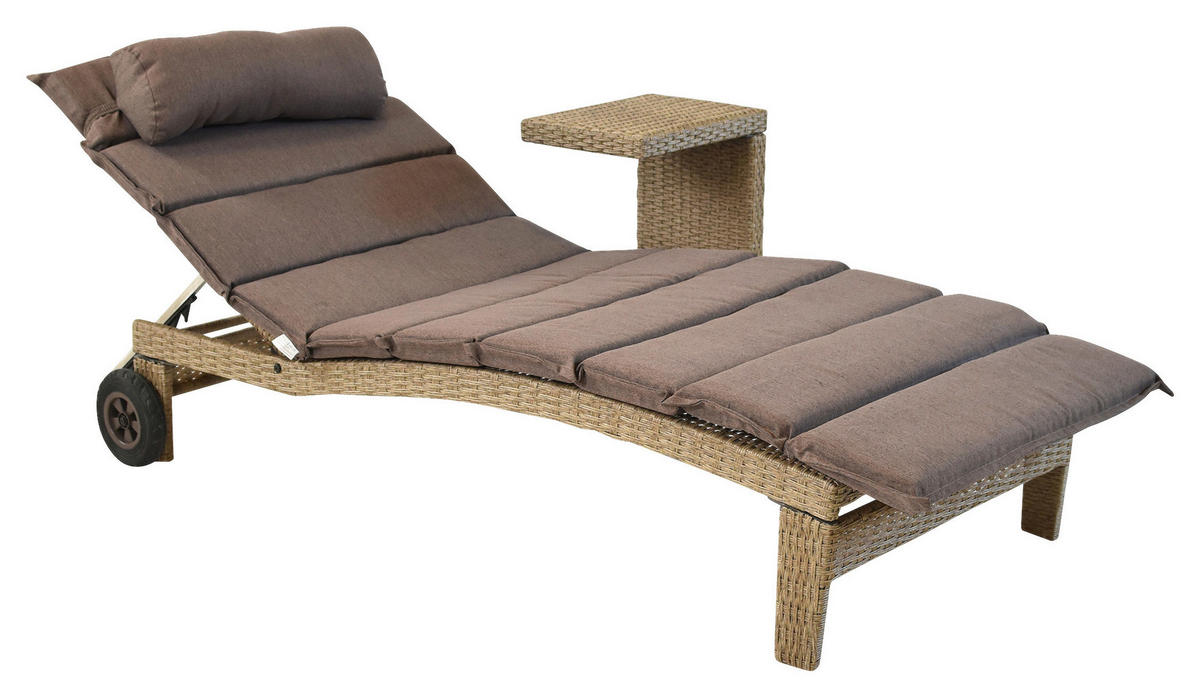 GARTENLIEGE 90/100/208 cm  - Beige/Naturfarben, MODERN, Textil/Metall (90/100/208cm) - Gardenson