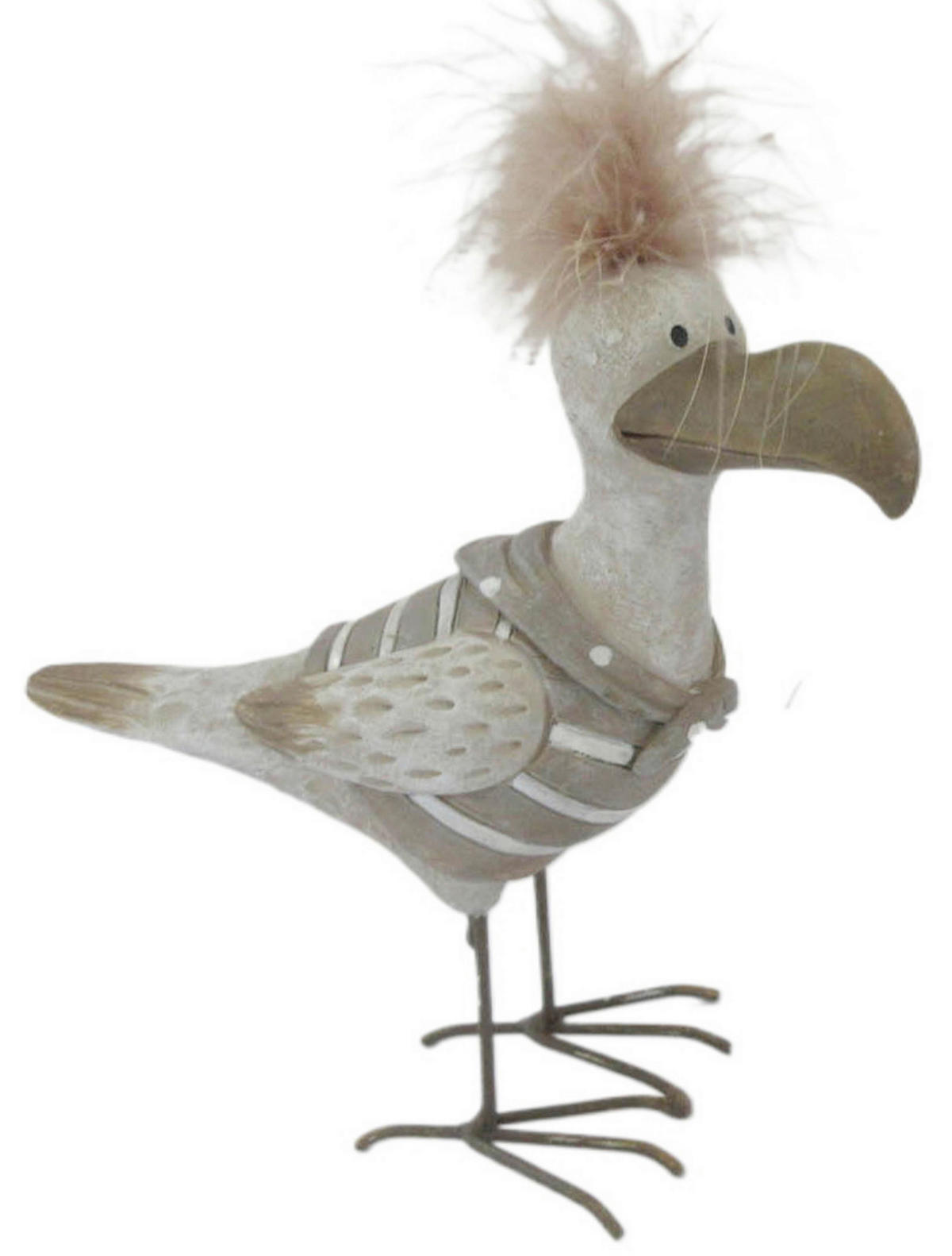 DEKORAČNÝ VTÁK - hnedá, Lifestyle, kov/textil (16/16/7cm)