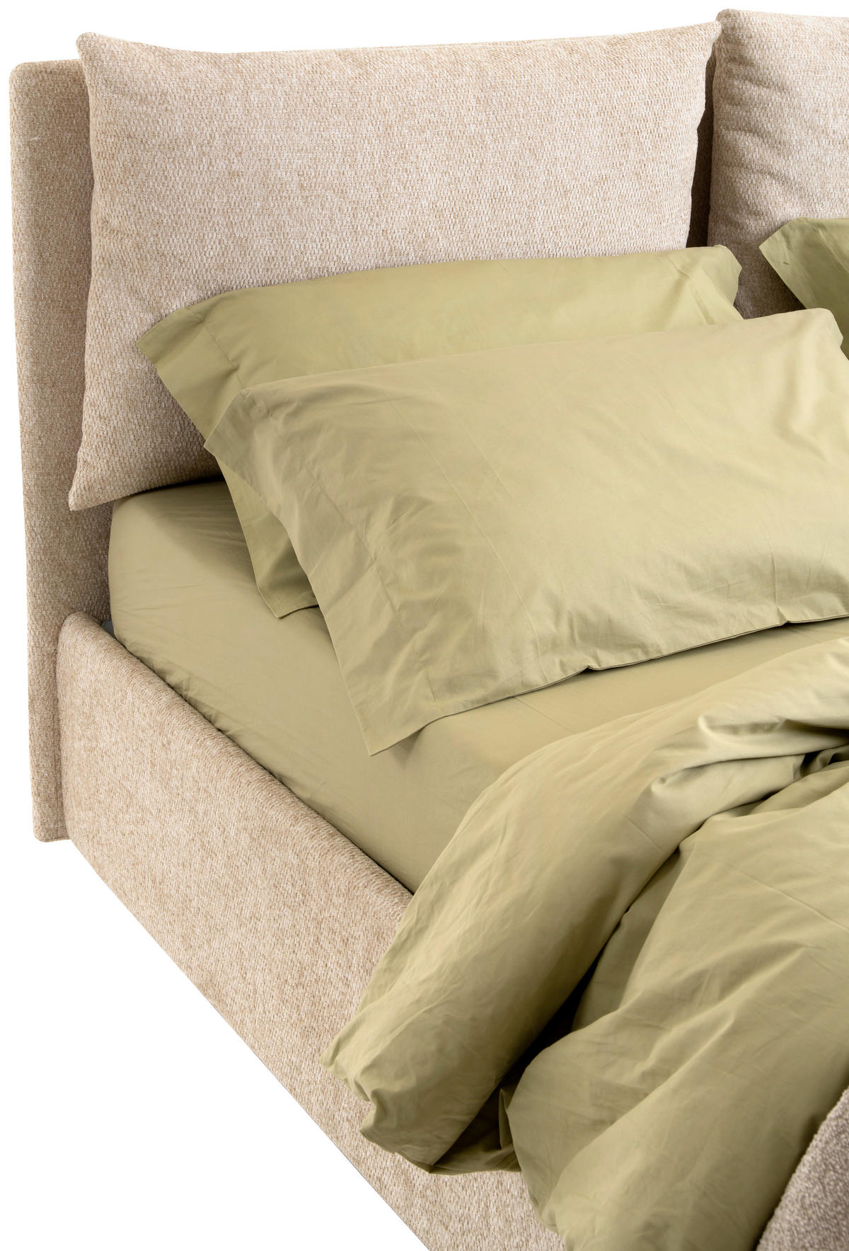 POLSTERBETT 180/200 cm,  in Beige, gepolstertes Kopfteil, Lattenrost, Bettkasten,  - Beige/Silberfarben, Design, Holz/Kunststoff (180/200cm) - Milino