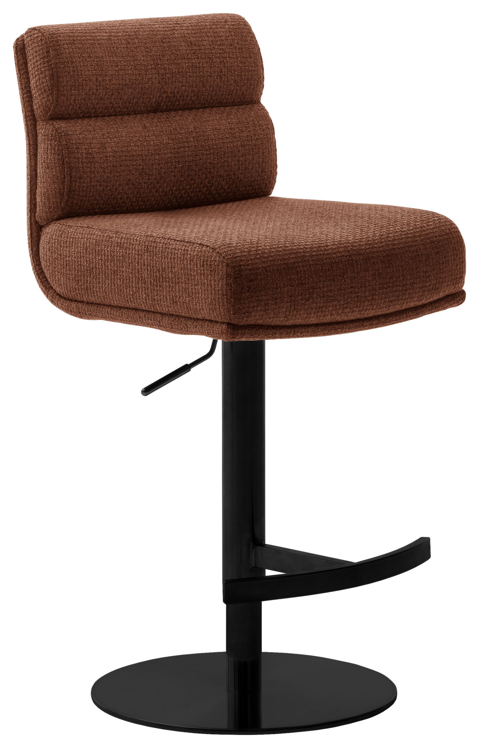 BARHOCKER Webstoff Schwarz, Rostfarben Stahl Stoffauswahl, Typenauswahl, Gestellauswahl  - Rostfarben/Schwarz, Design, Textil/Metall (43/84/52cm) - Dieter Knoll
