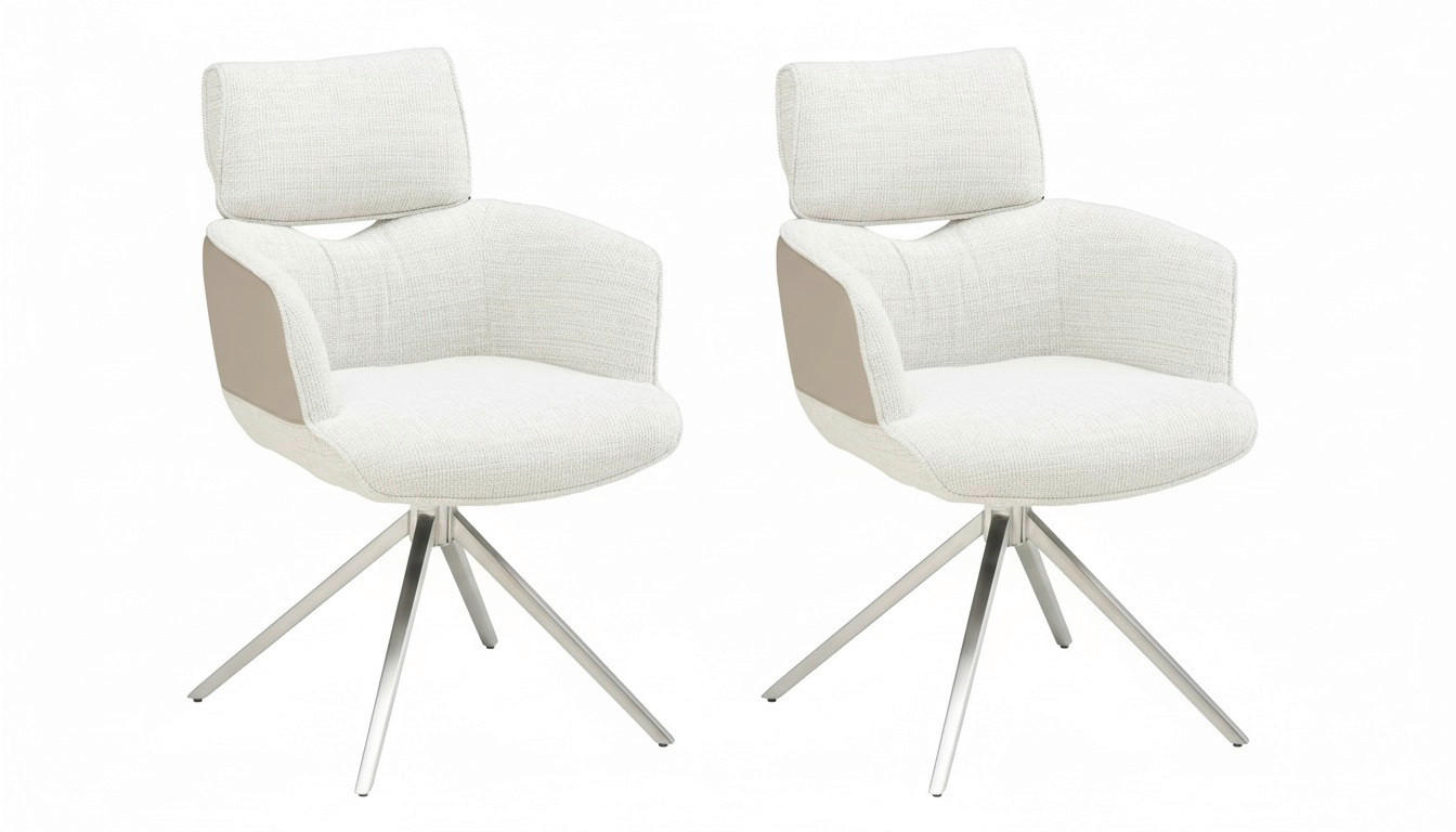 ARMLEHNSTUHL  Sitzfläche 360° drehbar Webstoff, Mikrofaser  Edelstahlfarben, Beige  - Taupe/Edelstahlfarben, KONVENTIONELL, Textil/Metall (59,5/90,5/64,5cm) - Livetastic