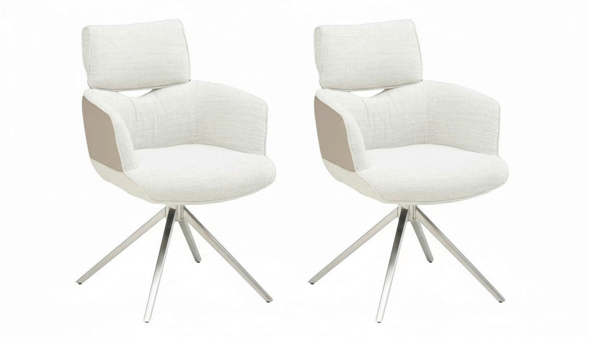 ARMLEHNSTUHL  Sitzfläche 360° drehbar Webstoff, Mikrofaser  Edelstahlfarben, Beige  - Taupe/Edelstahlfarben, KONVENTIONELL, Textil/Metall (59,5/90,5/64,5cm) - Livetastic
