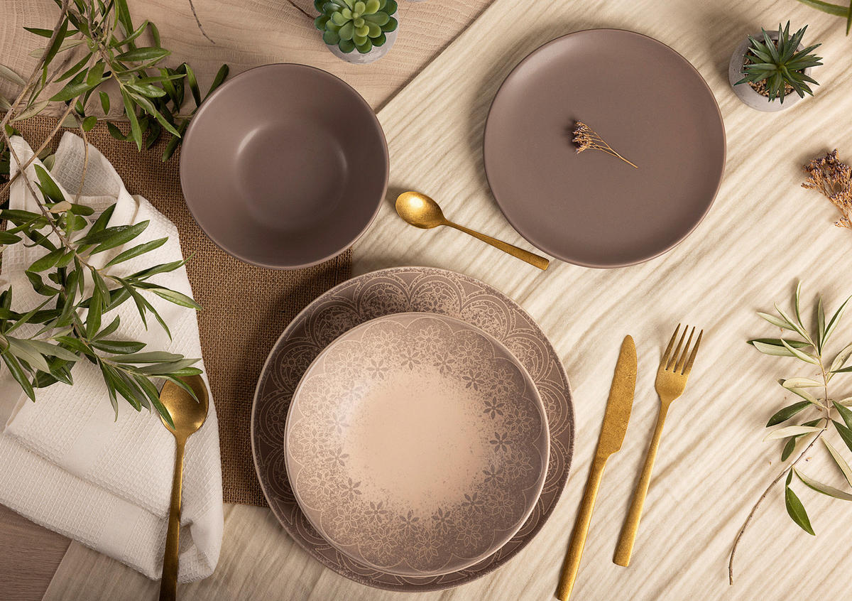 KOMBISERVICE 24-teilig  - Graubraun, LIFESTYLE, Keramik - Novel