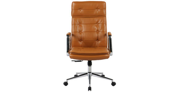 CHEFSESSEL Lederlook Chromfarben, Cognac  - Chromfarben/Cognac, KONVENTIONELL, Leder/Kunststoff (63,5/113/120,5/65,5cm) - Novel