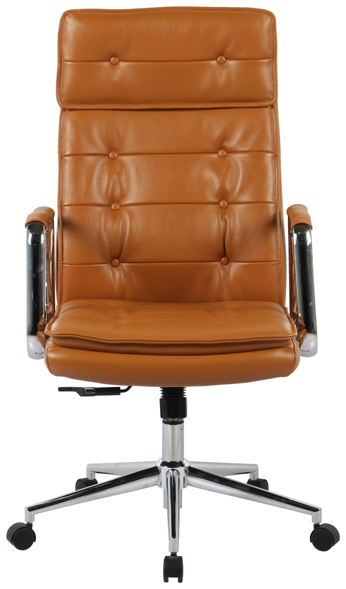 KANCELÁRSKE KRESLO, vzhľad kože, chrómová, koňaková - chrómová/koňaková, Konventionell, kov/koža (63,5/113/120,5/65,5cm) - Novel