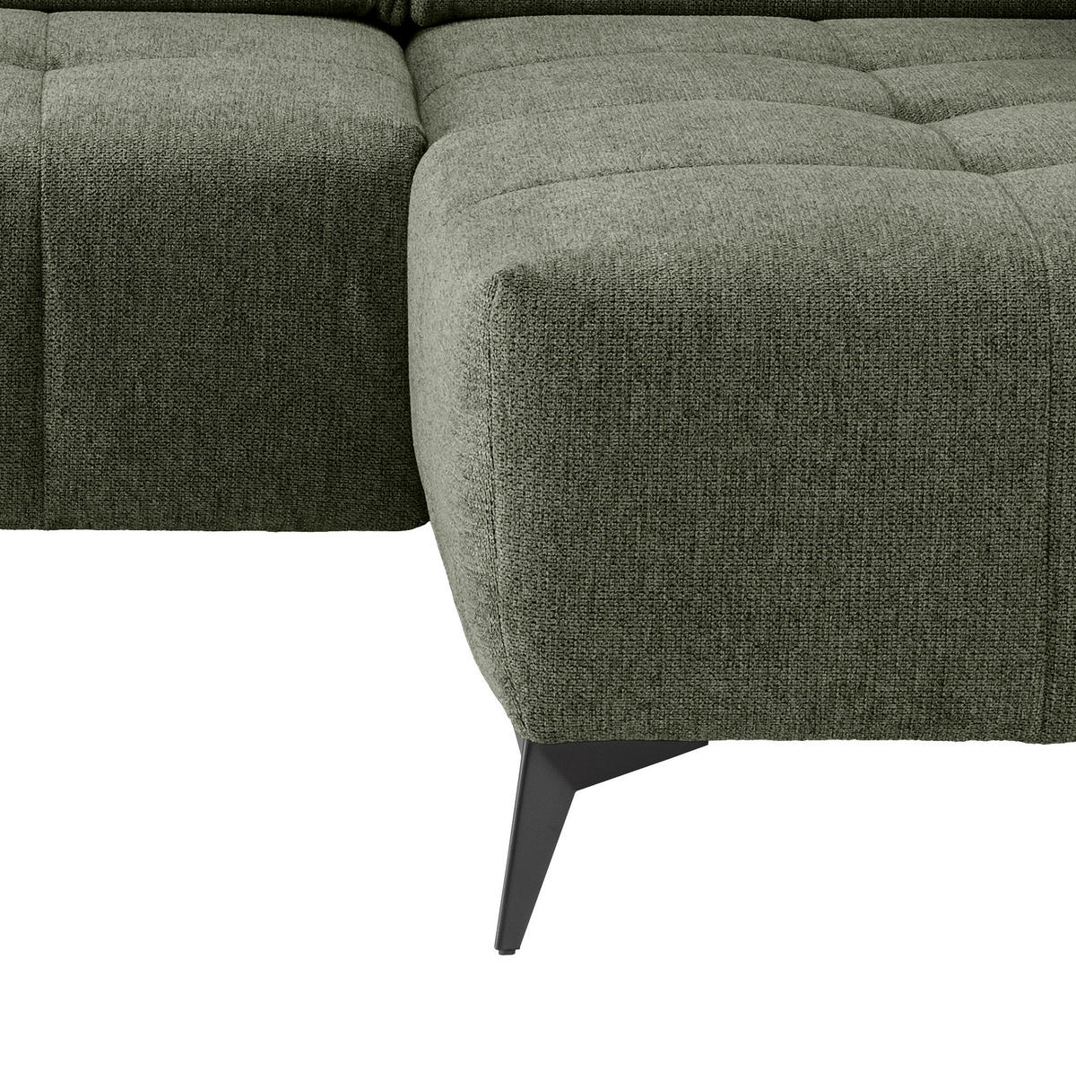 ECKSOFA in Chenille Grün  258/180 cm  - Schwarz/Grün, MODERN, Textil/Metall (258/180cm) - Livetastic