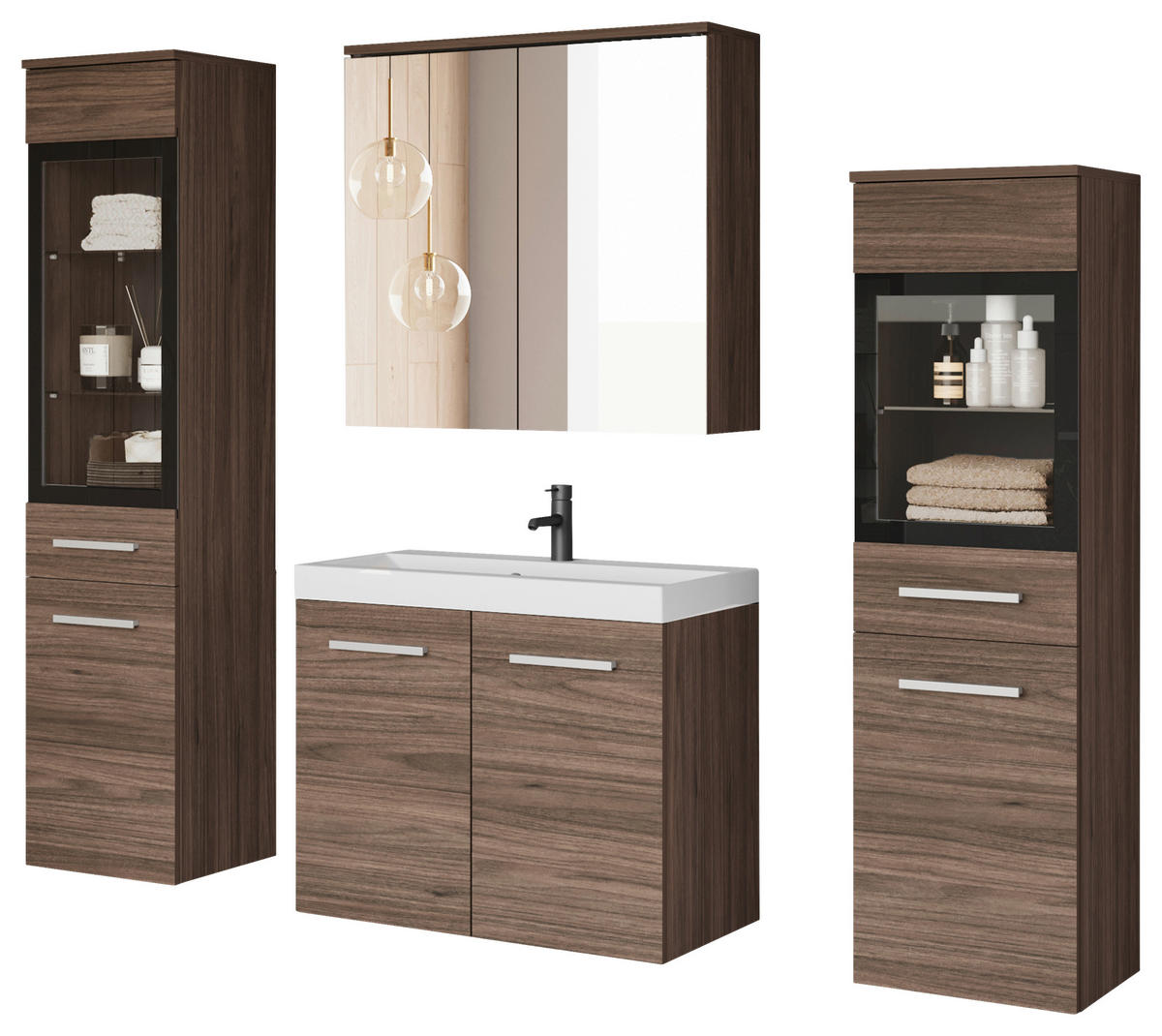 KOUPELNA barvy ořechu  - bílá/barvy ořechu, Lifestyle, kompozitní dřevo/plast (120cm) - P & B