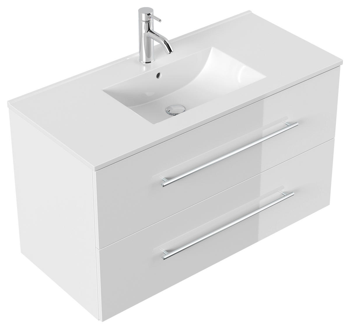 WASCHTISCHKOMBI 101 cm  - Weiß Hochglanz/Weiß, Basics, Keramik/Holzwerkstoff (101cm) - MID.YOU