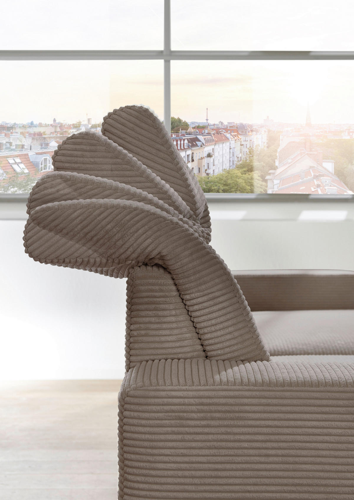 ECKSOFA in Cord Taupe  - Taupe/Schwarz, Konventionell, Textil/Metall (290/178cm) - Sit & More