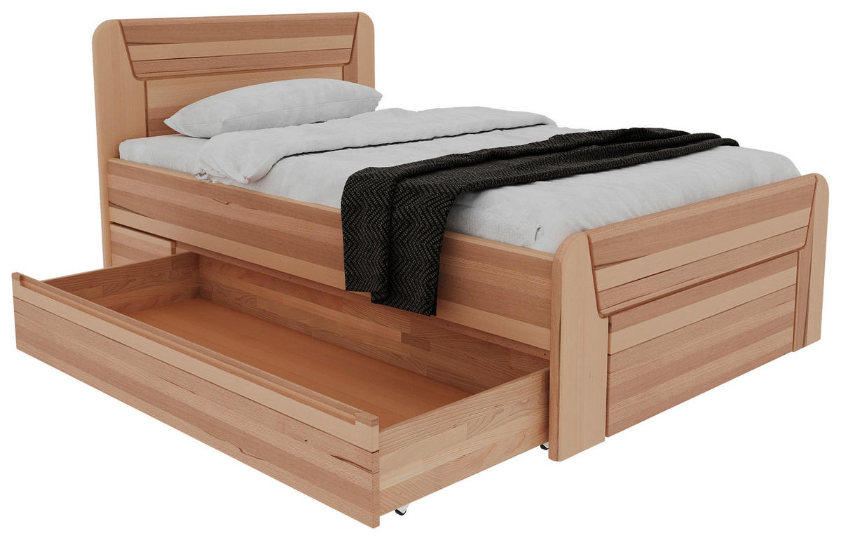 BETT 100/200 cm  in Kernbuche  - Kernbuche, MODERN, Holz (100/200cm) - MID.YOU