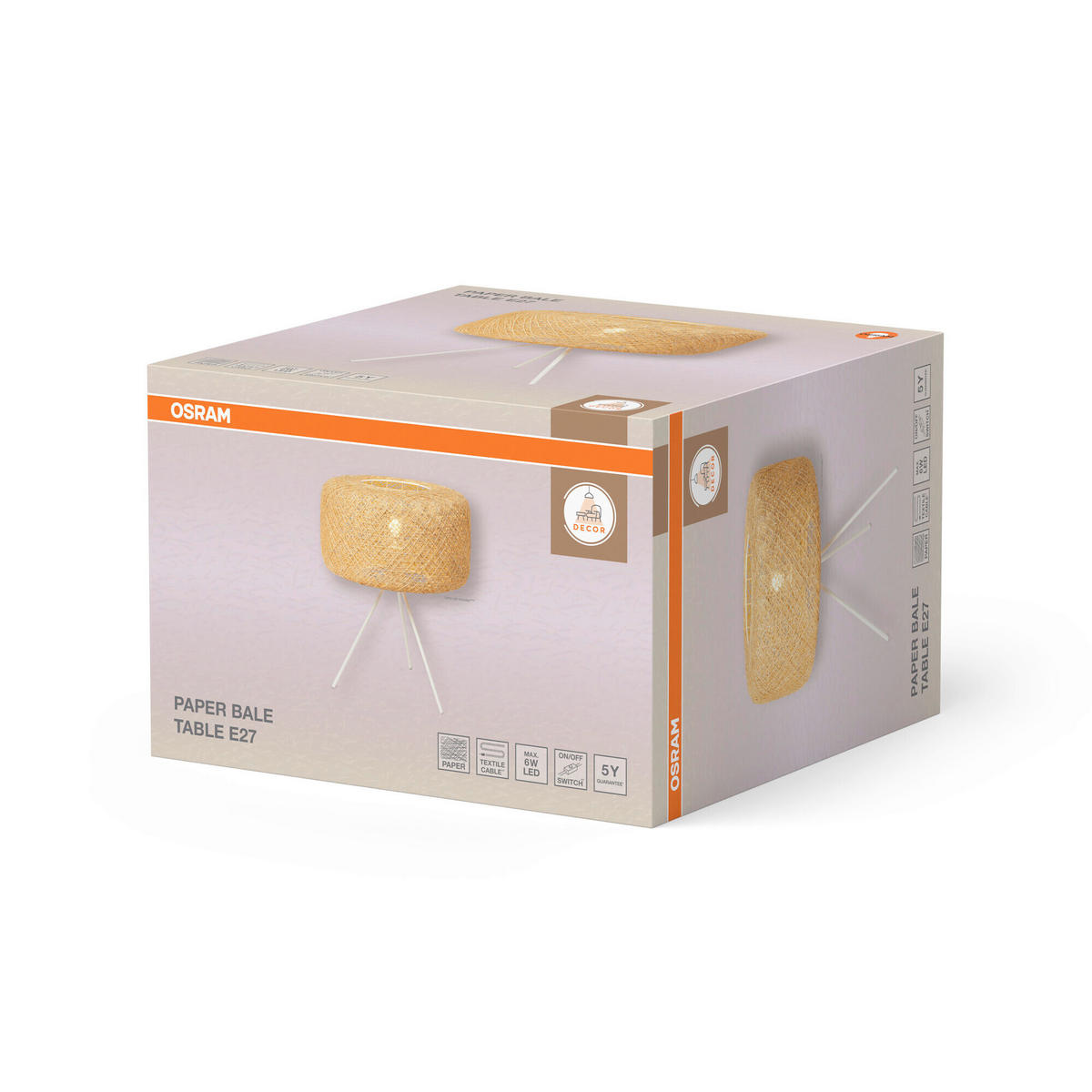 TISCHLEUCHTE 40/48.5 cm   - Beige, Natur, Papier/Metall (40/48.5cm) - Osram