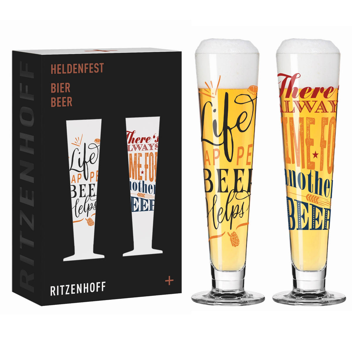 GLÄSERSET Heldenfest 2-teilig  - Transparent/Rot, LIFESTYLE, Glas (7,5/24,9cm) - Ritzenhoff