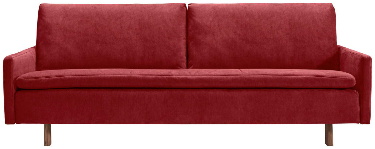 SCHLAFSOFA Flachgewebe Rotbraun  - Rotbraun/Eichefarben, KONVENTIONELL, Holz/Textil (220/85/98cm) - Carryhome