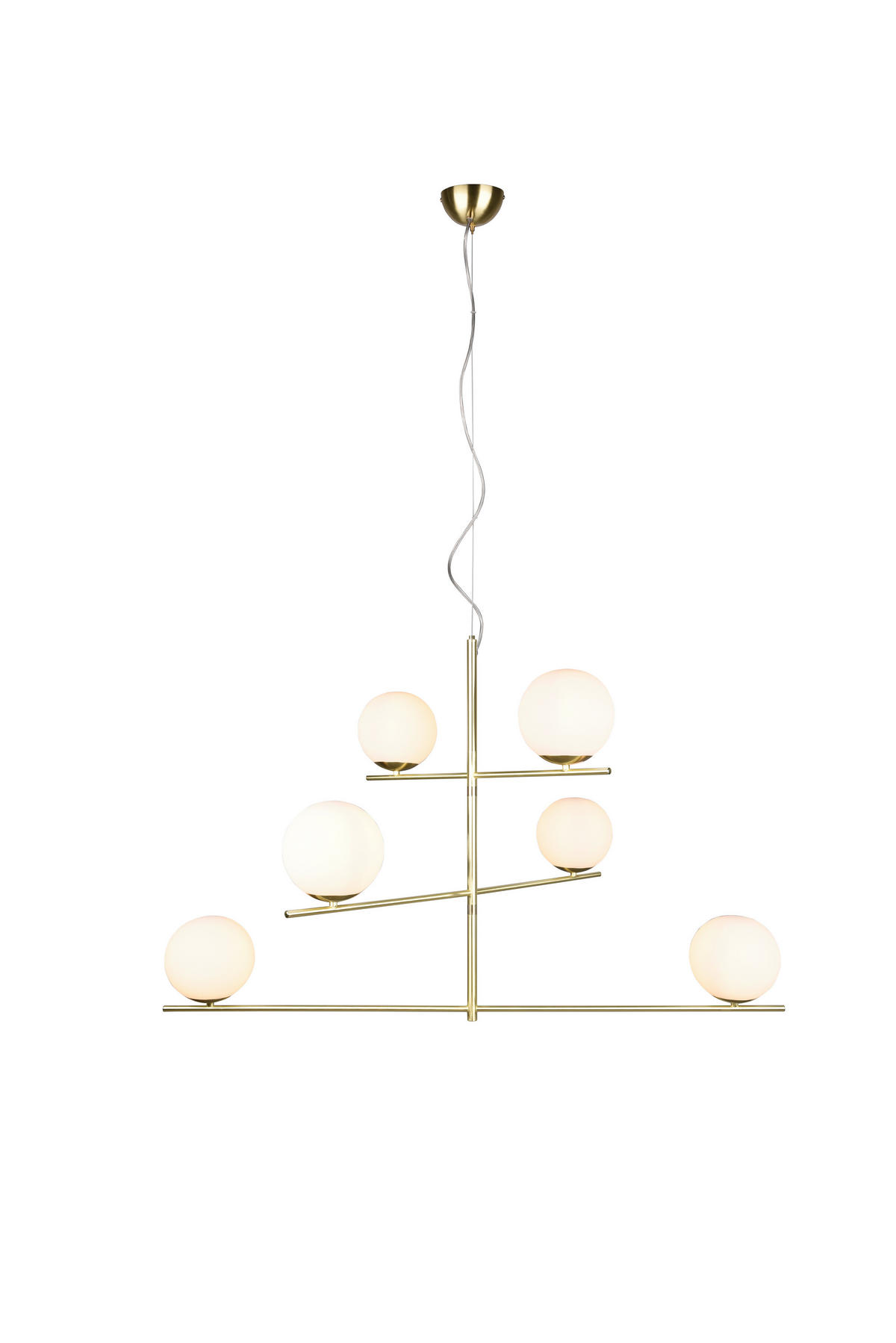 HÄNGELEUCHTE 115/80/150 cm    - Weiss/Messingfarben, Design, Glas/Metall (115/80/150cm) - Trio Leuchten