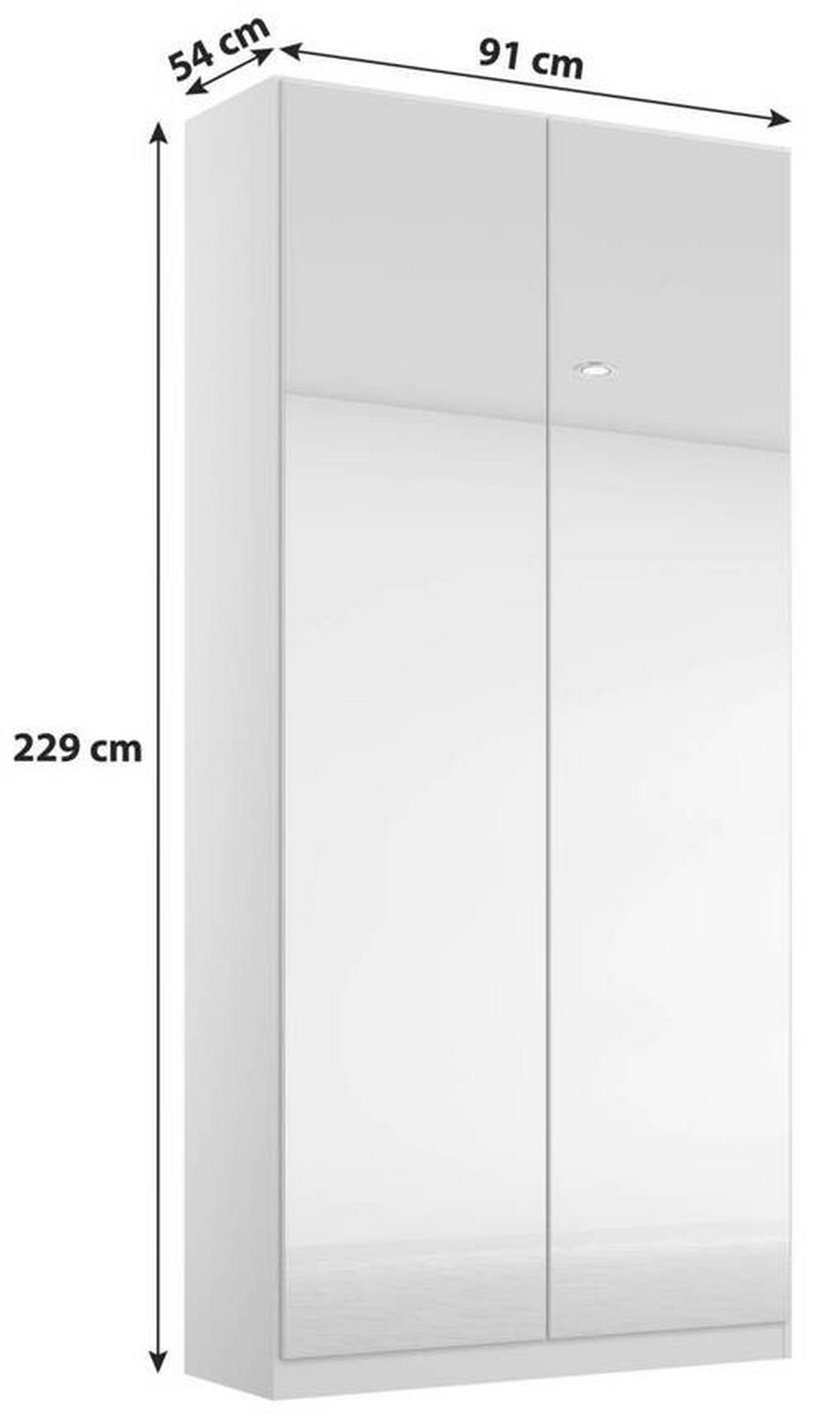 ŠATNÍ SKŘÍŇ S OTOČNÝMI DVEŘMI, barvy stříbra, bílá, 91/229/54 cm - bílá/barvy stříbra, Moderní, kov/kompozitní dřevo (91/229/54cm) - Rauch Möbel