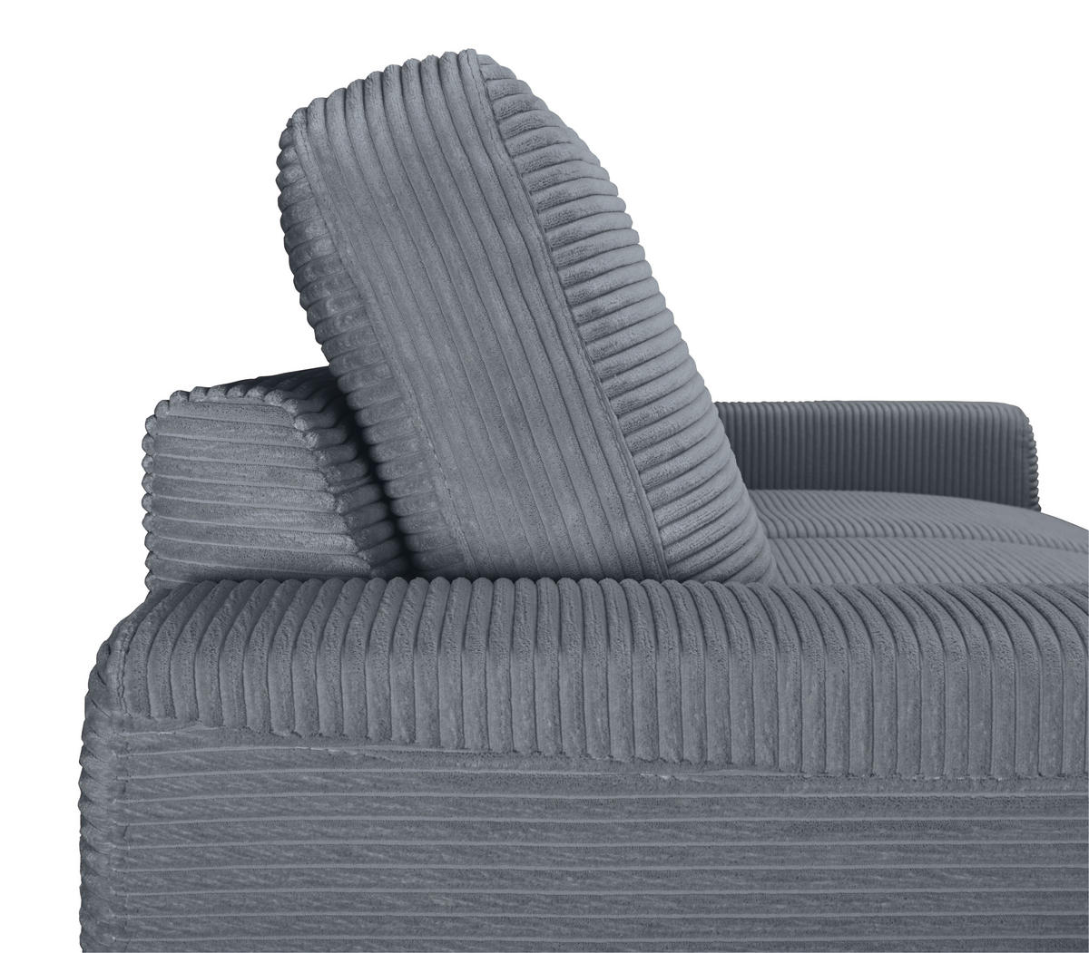 ECKSOFA Dunkelgrau Cord  - Dunkelgrau/Schwarz, KONVENTIONELL, Textil/Metall (150/240cm) - Carryhome