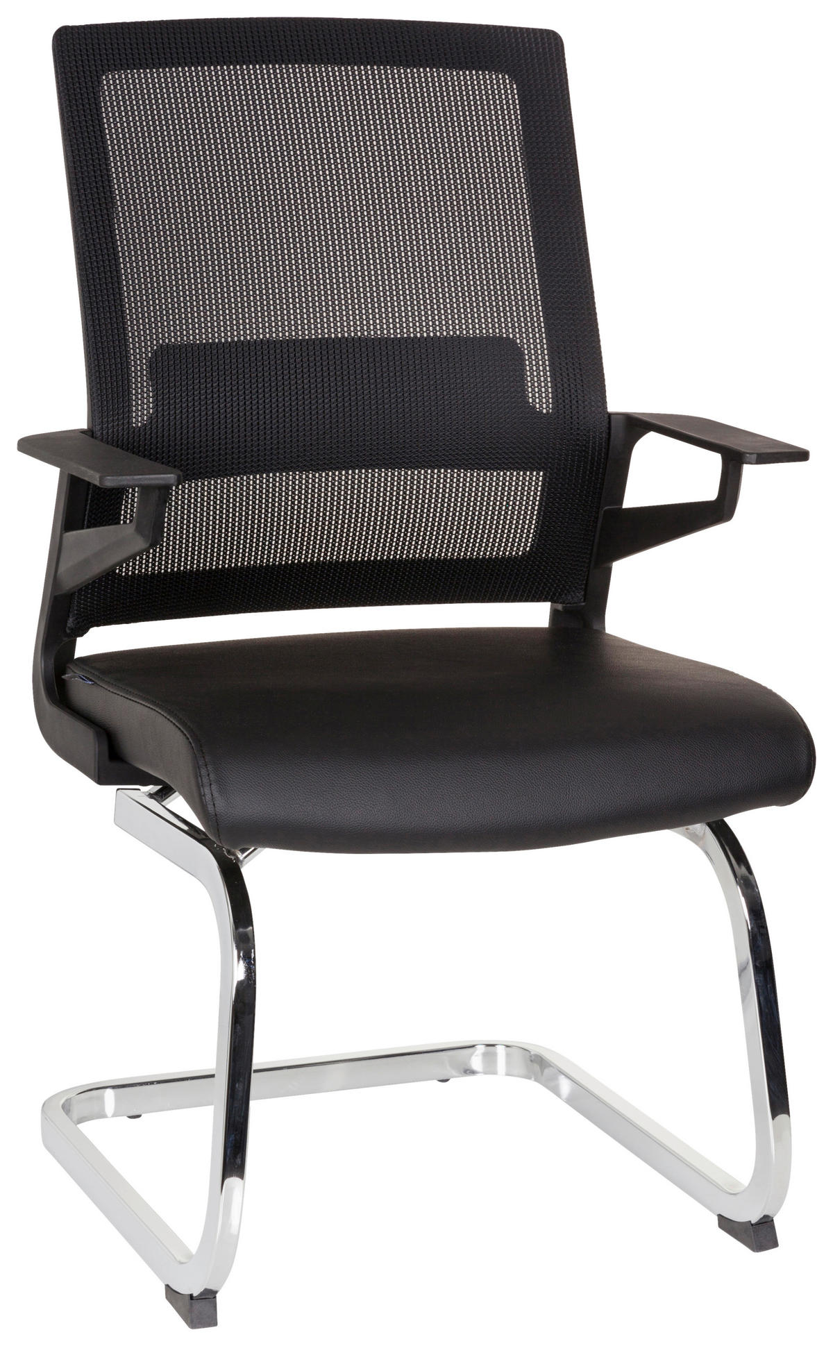 BESUCHERSTUHL Schwarz  - Chromfarben/Schwarz, MODERN, Kunststoff/Textil (58/95/54cm) - MID.YOU