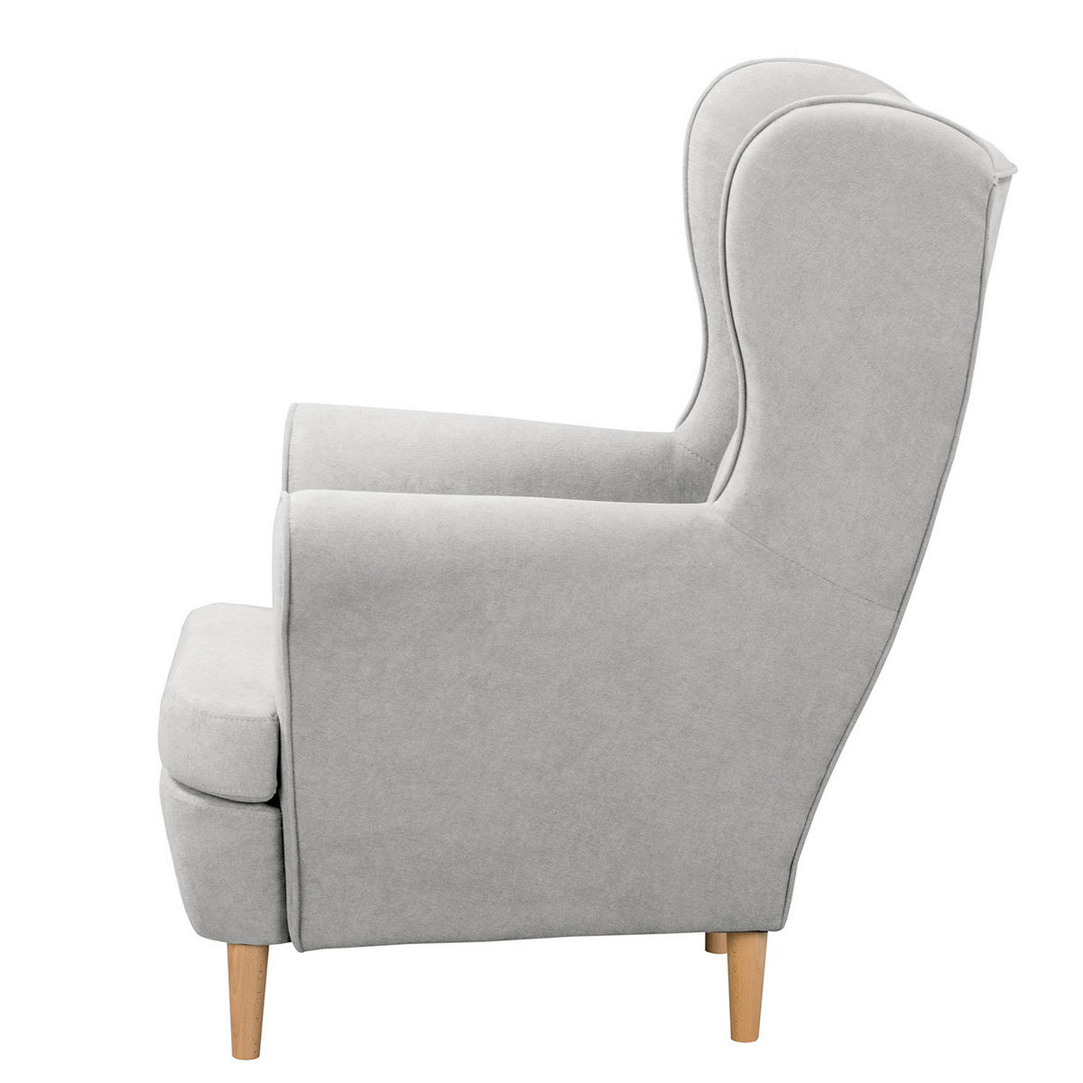 OHRENSESSEL Scandi Mikrofaser Hellgrau  - Hellgrau/Naturfarben, Design, Holz/Textil (87/105/90cm) - Livetastic