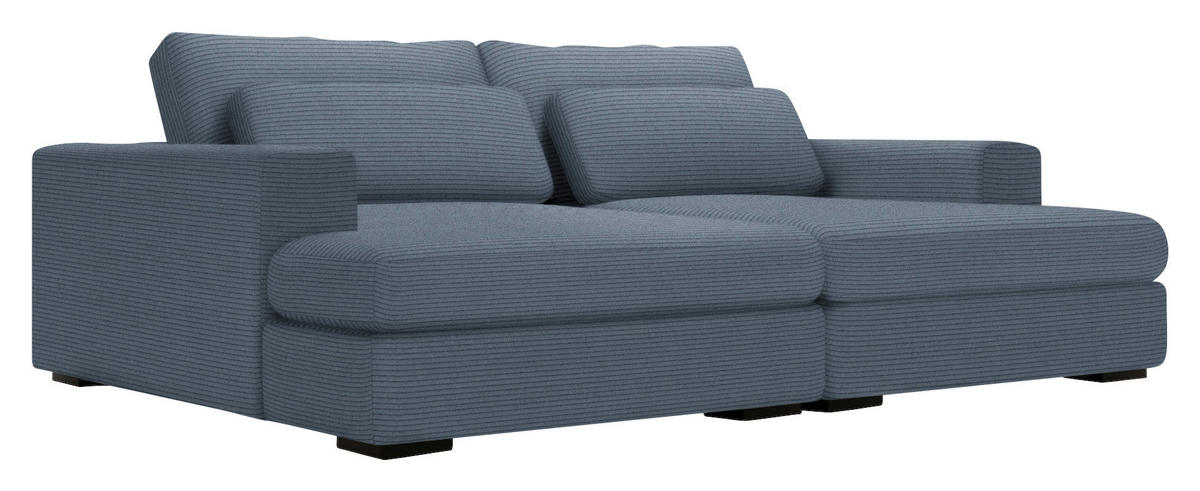 BIGSOFA in Cord Blaugrau  - Blaugrau/Schwarz, Design, Textil (223/80/158cm) - Lomoco