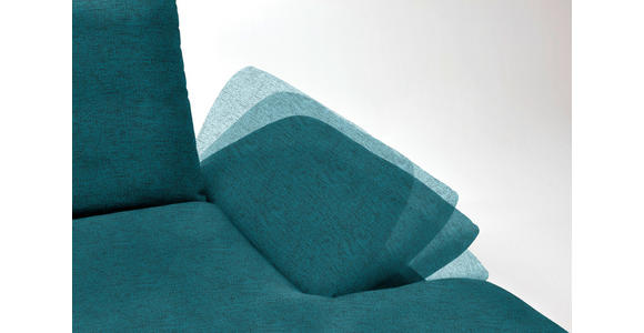 ECKSOFA in Flachgewebe Petrol 314/159 cm - Petrol/Schwarz, Design, Holz/Textil (314/159cm) - Dieter Knoll