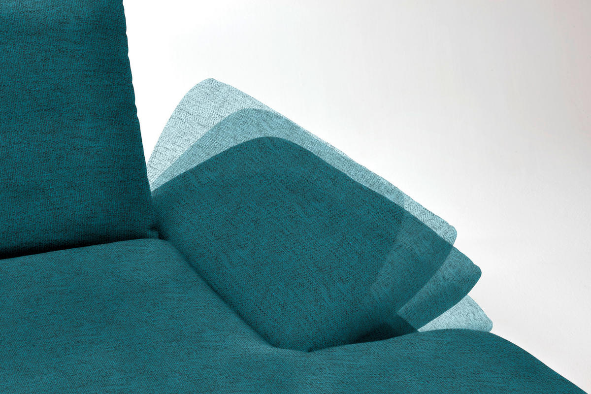 ECKSOFA in Flachgewebe Petrol  - Petrol/Schwarz, Design, Holz/Textil (314/159cm) - Dieter Knoll