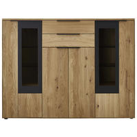 HIGHBOARD Schwarz, Eichefarben  175,9/133,6/37 cm  - Eichefarben/Schwarz, Design, Glas/Holz (175,9/133,6/37cm) - Valdera